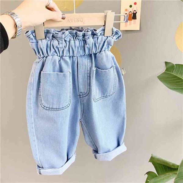 Jeans para niños Spring Girls' Jeans de cintura alta Pantalones casuales Baby Girl pant 210317