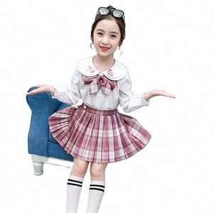 Uniforme JK pour enfants en deux pièces, jupe plissée pour enfants de taille moyenne et grande, automne, nouveau style collégial, fille de 12 ans x1sa #