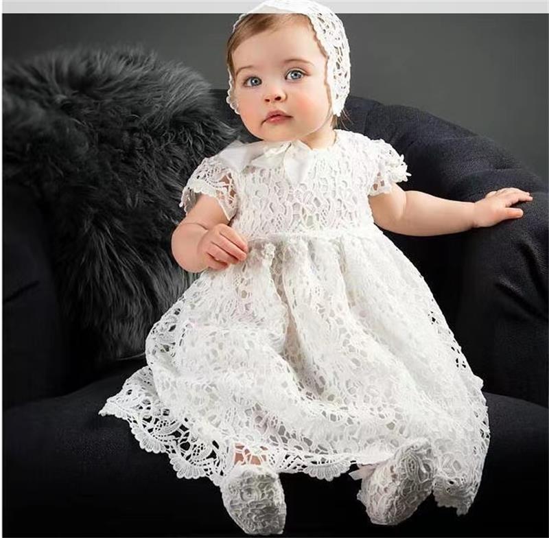 Första nattvardsklänningar Barnens långa dopklänning Baby Wedding Dress Girls 'Dopning MQ6110