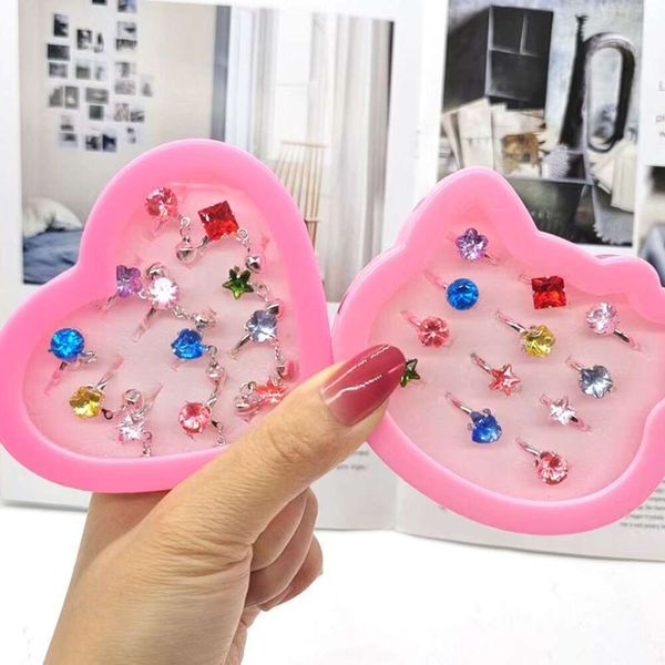 Caja de amor para niños, anillo de aleación de diamantes de agua, juguete para niña, pequeño regalo, artesanía bonita para bebé Jie Zi