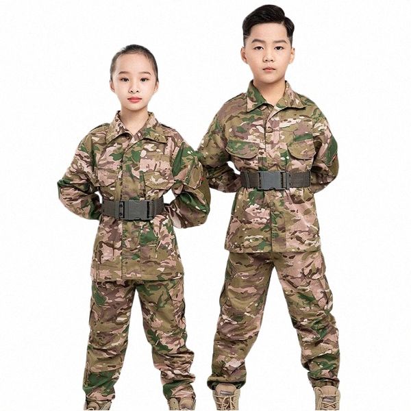 Uniforme militar de los hombres de los niños Combate táctico Estilo de los niños Camo Caza al aire libre Entrenamiento Deportes Camisa Pantalones Traje s3kV #