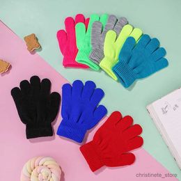 Manoplas para niños 1 par Nueva novedad Niños Niñas Guantes sin dedos de medio dedo Guantes elásticos de punto negros Guantes cálidos Guantes de ciclismo al aire libre