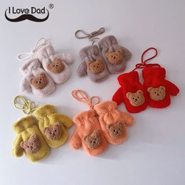 Enfants s Mitaines 2 5Y Ours De Bande Dessinée Enfants Gants Hiver Épaissir Chaud Bébé Fille Mitaine En Peluche Cou Suspendus Toddler Enfants Handschoen 230802