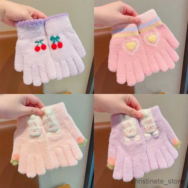 Mitaines pour enfants 2023 Nouveaux garçons filles mignon tricot cerise coeur animaux doux cinq doigts gants enfants en plein air gants chauds enfants couleurs gants R231128