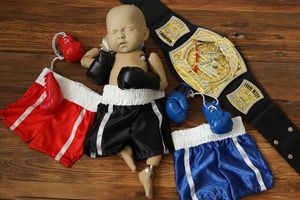 Mitones para niños Born Pography Props Baby Boxing Set Guantes Shorts Bebe Po Shoot Baby Boy Pos Mini Guantes de mano Wraps 230919