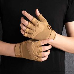 Manoplas para niños Fitness Medio dedo Hombres Deportes al aire libre Guante de ciclismo Antideslizante Resistente al desgaste Táctico Militar Fan Guantes protectores para mujeres