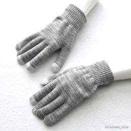 Mitaines pour enfants hommes femmes hiver épaissir gants chauds pour les étudiants couleur unie tricoté écran tactile mitaines en plein air cyclisme gants de ski nouveau