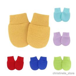 Mitaines pour enfants multicolores anti-rayures gants de bébé pour la protection du nouveau-né rayures du visage pur coton couleur unie mitaines nouveau-né accessoires