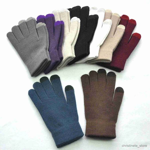 Mitones para niños Nuevos guantes cálidos gruesos de invierno para hombres, mujeres, estudiantes, mitones tejidos con tres dedos para pantalla táctil, guantes de esquí para ciclismo al aire libre