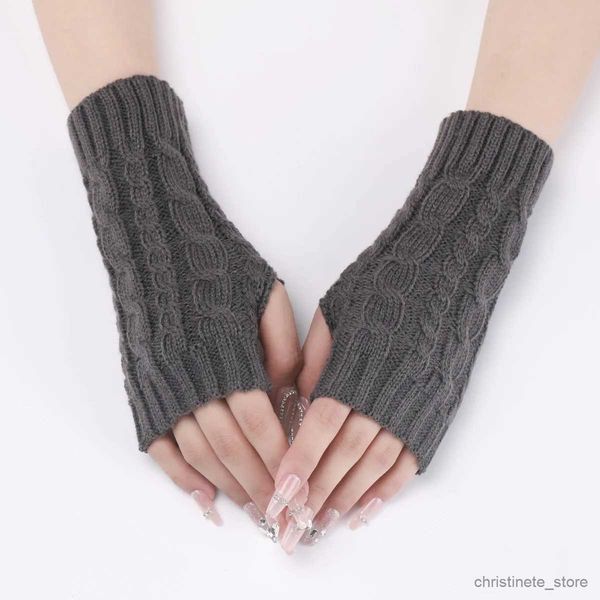 Mitaines pour enfants Nouvelles femmes loisirs maison tricoté gants sans doigts hommes automne hiver solide chaud doux mitaines demi-doigt gant unisexe étudiant R231128