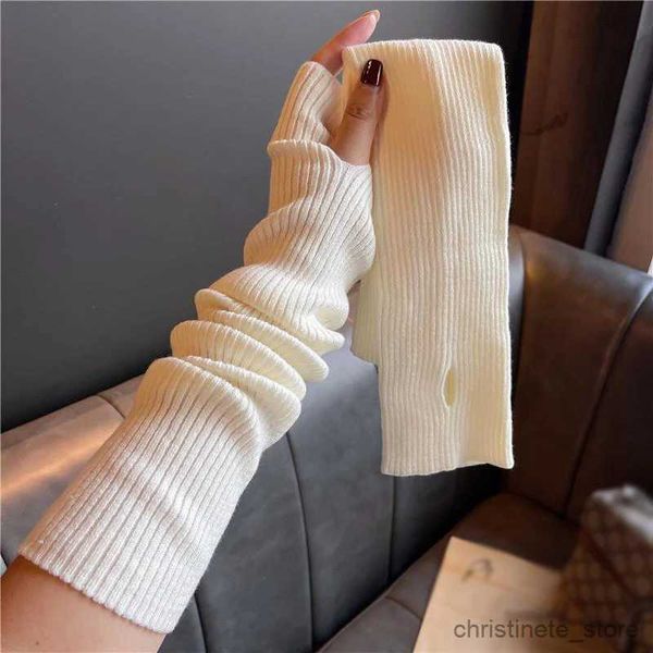 Mitones para niños We.Fine Mujeres Punto Largo Brazo Calentador Guantes sin Dedos Invierno Suave Moda Sólido Manga del Brazo Casual Niñas Ropa Guantes