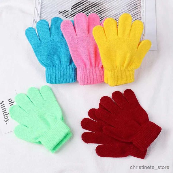 Mitaines pour enfants hiver enfants gant tricoté extensible chaud couleur bonbon gants de doigt complet gants de patinage artistique magique pour garçon fille R231128