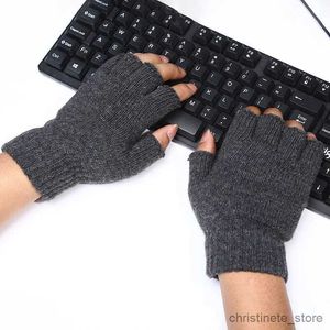 Kinderwanten Winter rijhandschoenen met halve vingers Heren Wollen gebreide vingerloze touchscreen Outdoor Elastisch Computer typen Warme want
