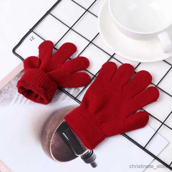 Mitaines pour enfants Gants d'hiver tricotés pour enfants doigt complet garçon fille gant chaud épais gants pour enfants gants de bébé couleur bonbon mitaines en coton R231128