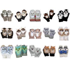 Kinderwanten Dameswanten Cartoon 3D Dier Pluche Wanten Winter Warm Wandelhandschoenen voor tieners Dame Universele dikke gebreide handwarmers 231202