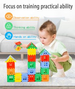 Maisons de construction en blocs de plastique multicolores pour enfants et jouets de bricolage