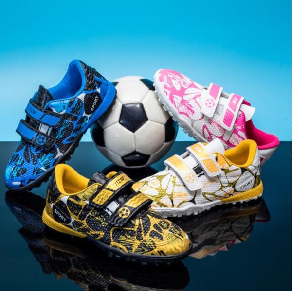 Nuevos zapatos de fútbol con cierre de gancho y bucle para niños, calzado de fútbol de entrenamiento profesional para niños y niñas, zapatillas de moda para actividades al aire libre