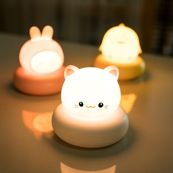 Veilleuse pour enfants ours lapin bébé veilleuse mignonne pour la maison chambre enfant USB dessin animé lampe à led cadeau de noël lampe de projecteur aurores boréales