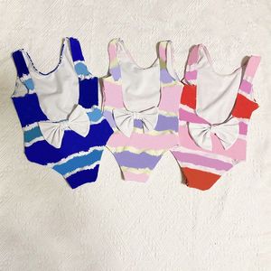 Traje de baño de una pieza para niños para niñas de verano Lovely fashion beach tie pink blu K4WV #