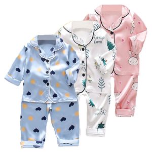 Conjunto de pijamas para niños, trajes de bebé, ropa para niños, niños pequeños, niñas, tops de seda de hielo suave, conjunto de pantalones, ropa para el hogar, pijamas para niños, camisón 220706