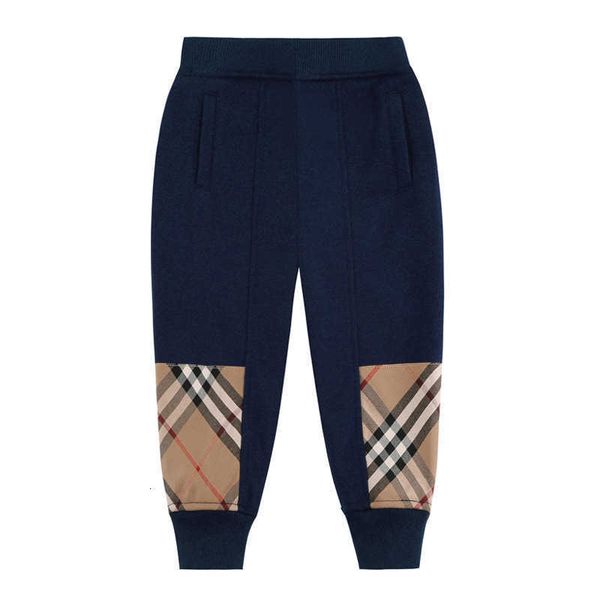 Pantalons pour enfants automne/hiver nouveau à carreaux couleur bloquant les pantalons de sport décontractés pour les garçons et les pantalons chauds et hygiéniques pour enfants