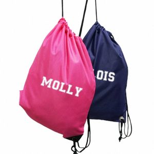 Sac de gym de salle de gym persalisée pour enfants Nom des enfants Sac de natation Sac de sport Cadeaux de fête d'anniversaire E5ig #