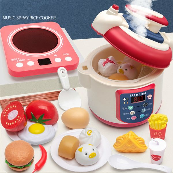 Simulation de maison de jeu pour enfants Petite cuisine Cuiseur à riz Ensemble de jouets Les garçons et les filles peuvent cuisiner et cuisiner des mini-ensembles de nourriture Jouets pour filles 210312