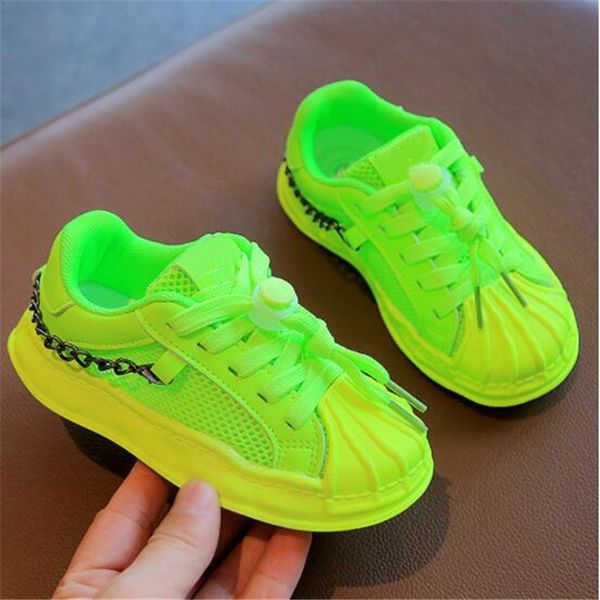 Chaussure de sport pour enfants garçons filles fluorescentes néon vert Hip Hop danse sport chaussures de course enfant en bas âge baskets pour enfants chaussures en maille