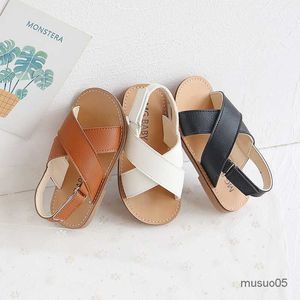 Sandales d'été en cuir PU pour enfants, chaussures de plage confortables à fond souple, pour filles et garçons en bas âge, nouvelle collection 2022