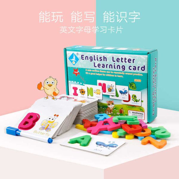Puzzle pour enfants 26 lettres anglaises épelant des mots ; la carte d'alphabétisation cognitive de bébé ; apprendre l'illumination; carte d'éducation de la petite enfance