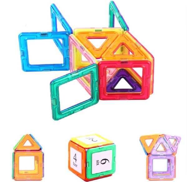 Puzzle pour enfants bloc magnétique pièce jouet 30 pièces (Triangle 8 pièces + carré 6 pièces + 16 pièces carte numérique)
