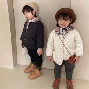 Children's gewatteerde gevoerde dubbelzijdige katoenen gewatteerde jas voor jongens en meisjes kort katoen 211027