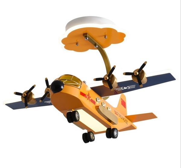 Lámpara de araña de avión de dibujos animados creativa para habitación de niños, lámpara de dormitorio de ambiente simple, lámpara de protección ocular para estudio, envío gratis