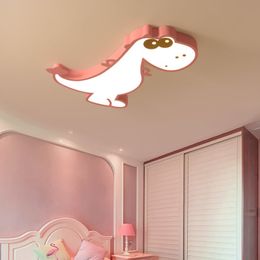 Kinderkamer LED-plafondverlichting warme cartoon dinosaurus slaapkamer mannelijke en vrouwelijke kamer lamp oogbescherming dimmen smeedijzeren lampen