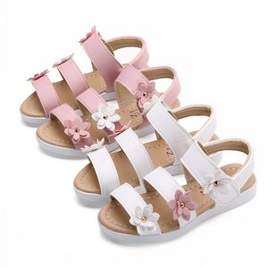 Kindersandalen Meisjes Platform Flats Prinses Bloem Kinderen Baby Zomer Schoenen 21-30 Beige Roze Zacht Schoeisel Mode 240108