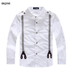 Children's Shirts Classic Strap Design Engeland Stijl Katoen 100% lange mouwen Kids Boy's Shirts Kleding 210306