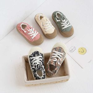 Kinderschoenen lente / zomer 2021 Koreaanse kinderen canvas schoenen elastische mode schattige kinderen sneakers peuter jongen schoenen x0703