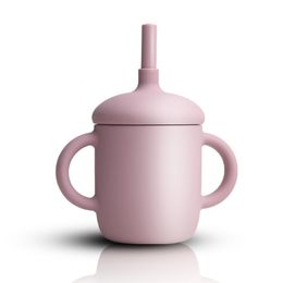 Silicone Silicone Straw Cup voor kinderen lekbestendig drop-proof baby tumblers leren training te drinken babysupplementen Cups wh0038