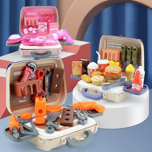 Jouets de maison simulés pour enfants, maquillage pour filles, outils pour garçons, hamburgers, boîte de rangement portable, sac croisé diagonale 231228