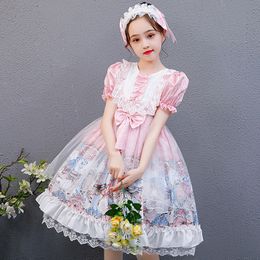 Kinderraok 2024 Lente nieuwe vrouwelijke baby Koreaanse versie van Lolita Children's Princess Dress