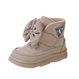 Sneeuwlaarzen voor kinderen Winterleer Bling Rhinestone Kinderschoenen Warm pluche prinses Fashion Girls Boots 22-37 GC1817