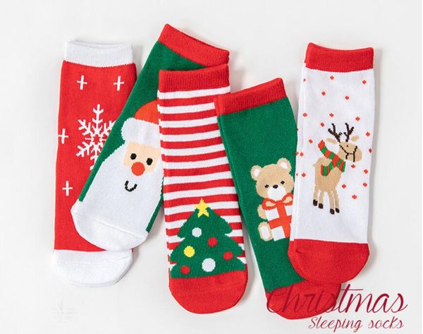 Calcetines para niños primavera otoño invierno piel suave algodón peinado dibujos animados Calcetín para bebé Papá Noel Árbol de Navidad Oso de nieve ciervo personalidad creativa medias casuales