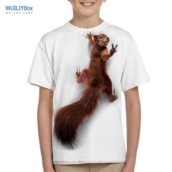 Camiseta de ardilla para niños Camiseta de animales Camiseta con estampado 3D para niños Camiseta encantadora para niños Ropa de calle para niños Ropa linda para mascotas G1222