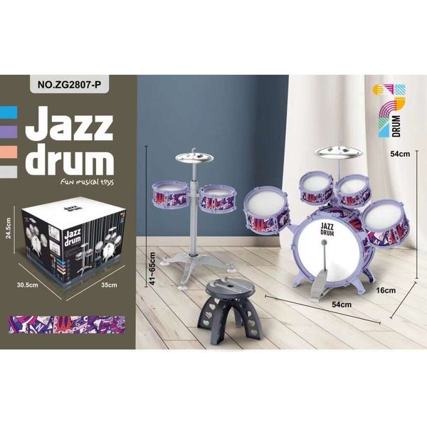 Kit de batería con soporte para niños, conjunto de instrumentos, tambor de Jazz, instrumento Musical para principiantes, instrumentos de percusión, batería, moda acústica