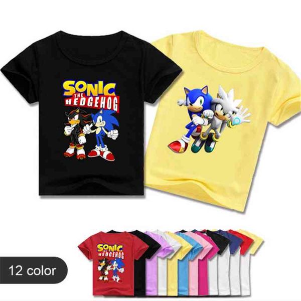 T-shirts en coton de jeu d'anime d'été pour enfants Tendance européenne et américaine du nouveau T-shirt enfants unisexe Sonic Top bébé manches courtes G1203