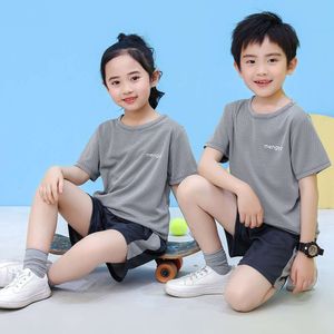 Kinderzomer Snel droog sportjongens, ademende korte mouw shorts Two-Piece T-shirt Girls Set L2405