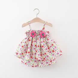 Kinder zomerset meisjes vakantie stijl baby bloemen halter tweedelig kinderpak