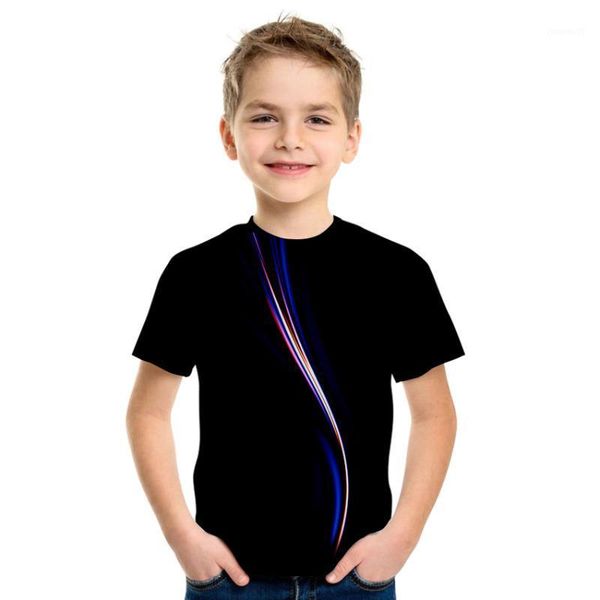 Sommer-T-Shirt für Kinder, abstraktes Muster, Rundhalsausschnitt, hübsches Hemd, kurzärmelig, 100–170 cm, Herren-T-Shirts