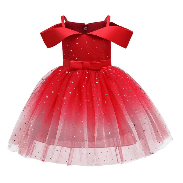 Robe de mariée en dentelle unique d'été pour enfants Sequin applique maille fille bébé robe de soirée Enfants Jour Piano Performance Robe 210303