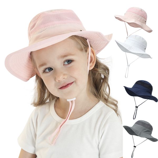 Chapeau de soleil pour enfants 2023 été couleur Pure maille chaîne extérieur seau chapeaux respirant filles garçons UV protection Sunhat